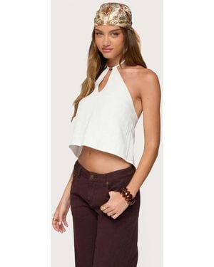 Edikted Oliviana Linen Look Halter Top - White