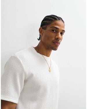 Only & Sons Camiseta Blanca Plisada De Corte Estándar (Parte De Un Conjunto)-Blanco