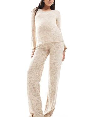 Mama.licious Mamalicious Maternity Ribbed Jersey Flares - Natural