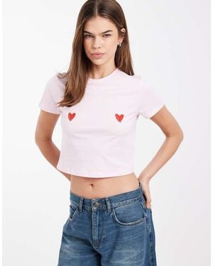 Pieces Valentines Heart Motif Baby Tee - White
