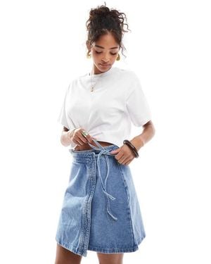 Vero Moda Denim Wrap Mini Skirt - Blue