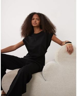 Mango Candelo Cap Sleeve Nipped Waist Top - Brown