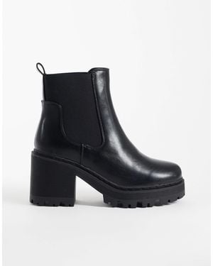 SEQWL Wide Fit Fuzzy Chunky Chelsea Boots - Blue
