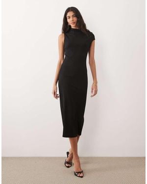 Mango Vestido Midi Asimétrico De Manga Corta De - Neutro