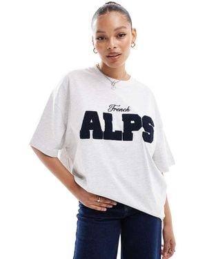 ASOS T-Shirt Oversize Mélange Con Stampa "Alps“ - Bianco