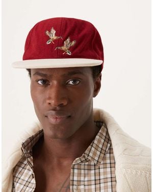 ASOS Gorra Con Visera En Contraste Y Estampado Gráfico De Pájaro De -Rojo - Verde