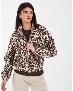 ONLY Half Zip Fleece Sweat - Brown