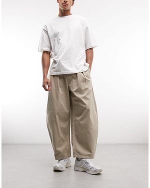 Weekday Pull On Barrel Leg Pants - Natural