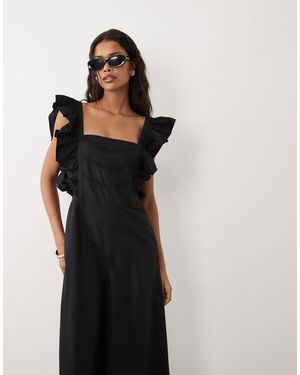 ASOS Pinny Jumpsuit With Ruffles - Black