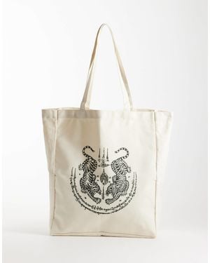 Jack & Jones Stofftasche mit tiger-print - Weiß