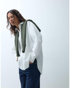 ASOS Camicia Oversize Con Fondo Asimmetrico Bianca - Blu