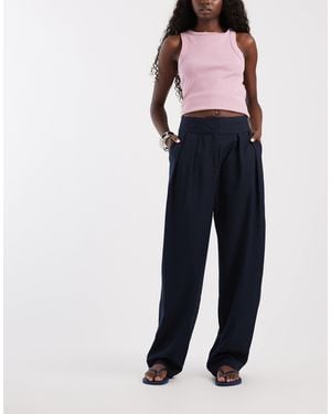 ASOS Tailored Double Pleated Tapered Pants - Blue