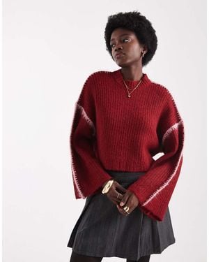 Native Youth Seam Detail Cropped Jumper - Red