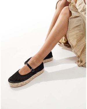Glamorous – mary-jane-espadrilles aus netzstoff - Natur