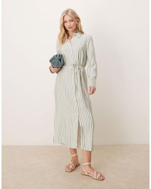 Y.A.S Tie Waist Maxi Shirt Dress - Natural