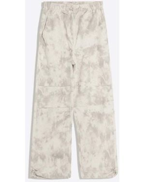 Bershka Technical Print Parachute Trousers - White