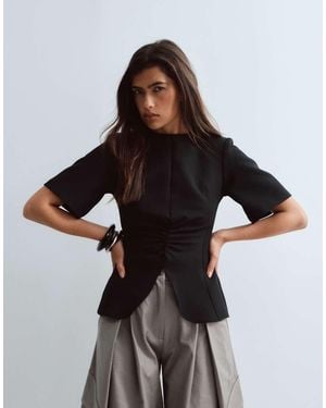ARRANGE Structured Ruched Top - Black