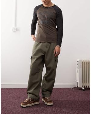 Obey Bigwig baggy Twill Cargo Trousers - Brown