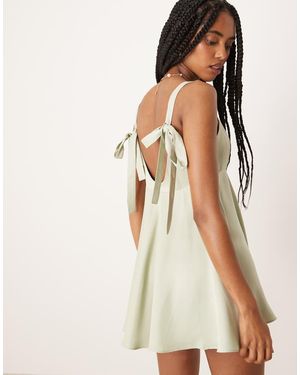 ASOS Satin Bow Back A Line Mini Dress - Natural