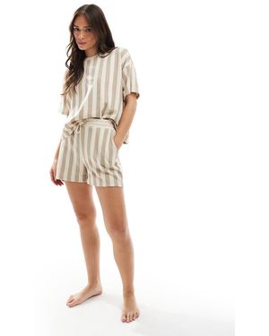 Pieces Gestreepte Short Van Jersey - Wit