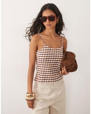 ASOS Crochet Jersey Cami Top - Brown