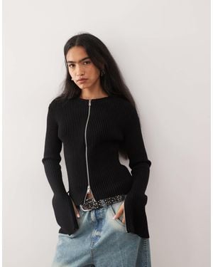 Weekday Fitted Zip Through Caridgan With Sleeve Zip Detail - Black