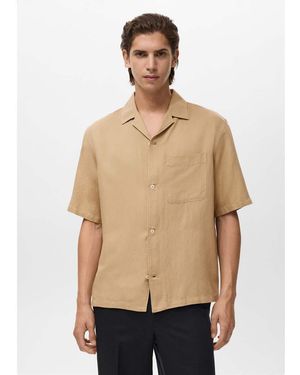 Mango Woven Short Sleeve Shirt - Natural