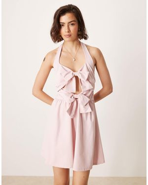 ASOS Double Bow Front Halter Mini Dress - Pink
