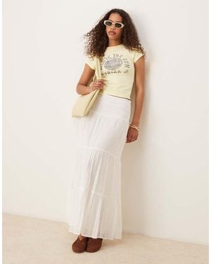 Gina Tricot Boho Tiered Maxi Skirt - Natural
