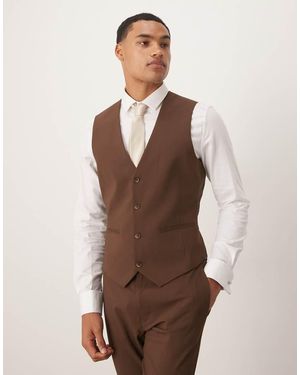 ASOS Skinny Suit Waistcoat - Brown