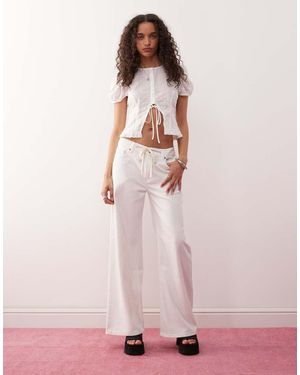 Lioness Low Rise Wide Leg Tie Detail Jean Co-ord - Pink