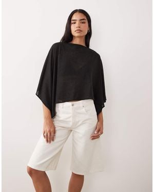 ASOS Slubby Sheer Asymmetric Cape - Black