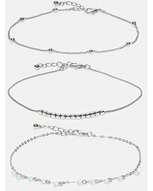 ASOS Pack Of 3 Anklets With Beads - Grey