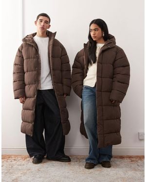 Collusion Unisex Maxi Puffer Coat - Brown