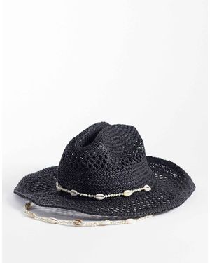 River Island Straw Hat With Coin Detail - Blue