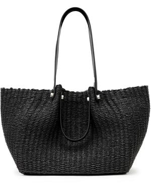 AllSaints Allington Black Straw Tote Bag