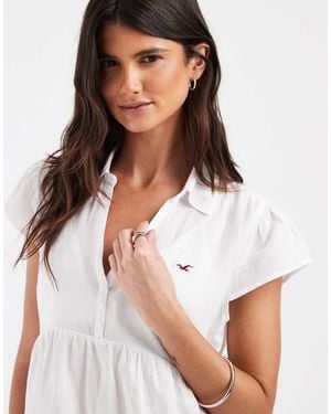 Hollister Babydoll Overhemd Met Korte Mouwen - Wit
