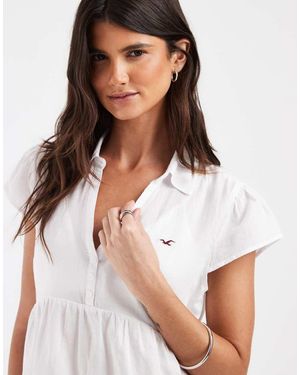 Hollister Camisa Babydoll De Manga Corta En - Blanco