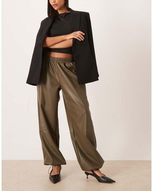Gina Tricot Pu Balloon Fit Trousers - Green