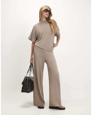 River Island Textured Wide Leg Trousers - Natural