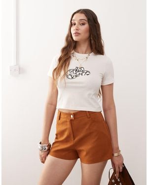 Miss Selfridge Festival Suedette Booty Short - Brown
