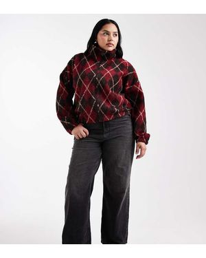 ONLY Geruite Teddy Fleece Met Rits - Rood