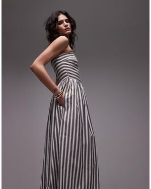 TOPSHOP Bandeau Full Hem Dress - Grey