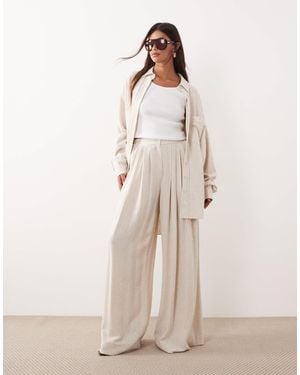 ARRANGE Linen Straight Leg Pants Co Ord - Natural