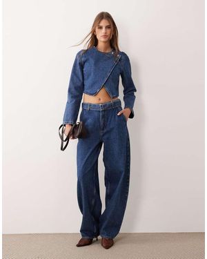 ASOS Vaqueros Azul Medio Oscuro De Pernera Barrel De (Parte De Un Conjunto)-Azul Marino