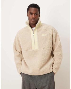 Calvin Klein Sherpa Quarter Zip Fleece - Natural