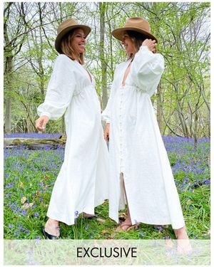 Labelrail X Collyer Twins Button-through Plunge Front Maxi Dress - Green