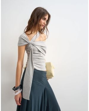 TOPSHOP Tie Strap Knot Detail Tank - Blue