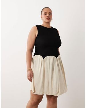 ASOS Asos Design Curve Color Block Crinkle Mini Dress - Black