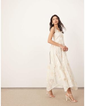 ARRANGE Mirrored Applique Floral Embroidered Cami Maxi Dress - Natural